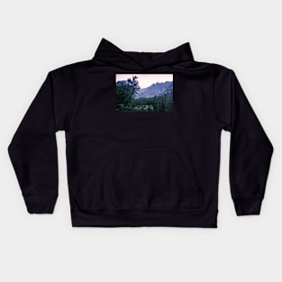 Mountains under pink skies Kids Hoodie